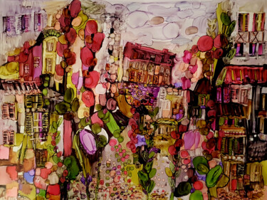 Pittura intitolato "Un jardin tranquille" da Muriel Cayet, Opera d'arte originale