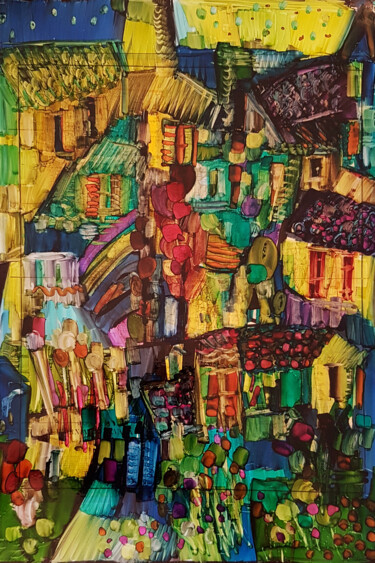 Painting titled "Une nuit étoilée" by Muriel Cayet, Original Artwork