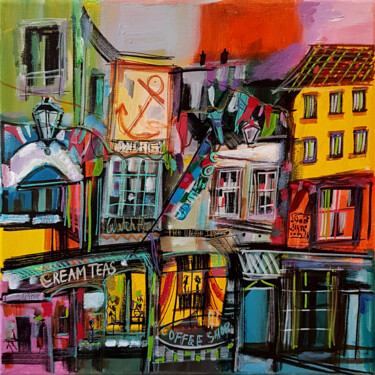 Painting titled "The Anchor Street" by Muriel Cayet, Original Artwork, Acrylic