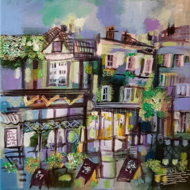 Painting titled "Un quartier conjugu…" by Muriel Cayet, Original Artwork, Acrylic