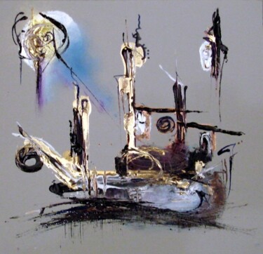 Peinture intitulée "Pavillon noir et or" par Muriel Cayet, Œuvre d'art originale