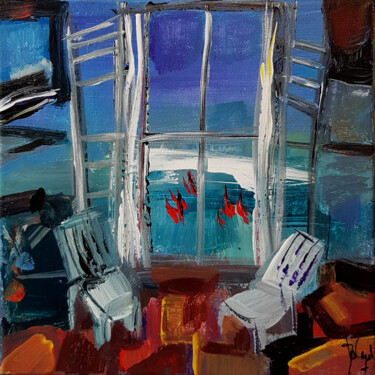 Schilderij getiteld "Fenêtre Cabourg" door Muriel Cayet, Origineel Kunstwerk, Acryl