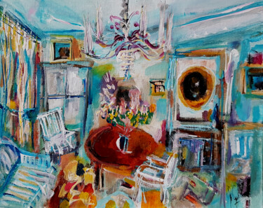 Schilderij getiteld "Ambiance en bleu" door Muriel Cayet, Origineel Kunstwerk, Acryl