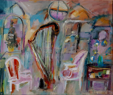 Painting titled "La salle de musique" by Muriel Cayet, Original Artwork, Acrylic