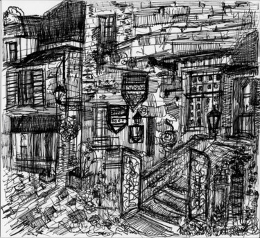 Drawing titled "Ruelle au jour - Co…" by Muriel Cayet, Original Artwork