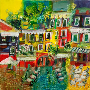 Painting titled "Villa di primavera" by Muriel Cayet, Original Artwork, Acrylic