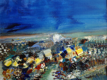 Peinture intitulée "Poétiquement bleu" par Muriel Cayet, Œuvre d'art originale, Acrylique