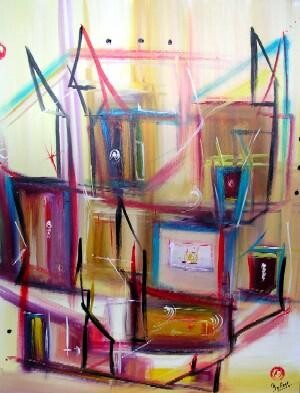 Painting titled "Rhapsodie structure" by Muriel Cayet, Original Artwork, Oil