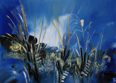 Peinture intitulée "Un bleu de fusion" par Muriel Cayet, Œuvre d'art originale, Acrylique