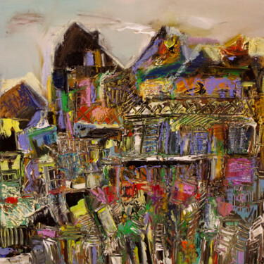 Malerei mit dem Titel "Childhood Villa" von Muriel Cayet, Original-Kunstwerk, Acryl