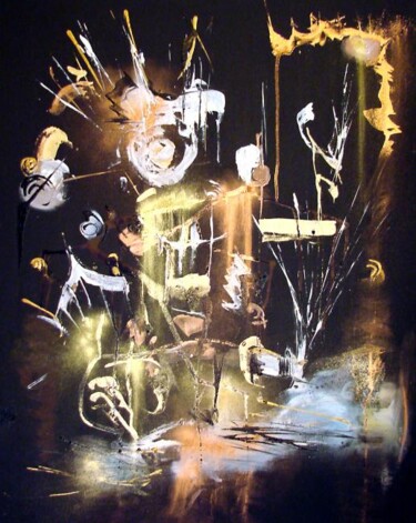 Peinture intitulée "Arlequin et la fête…" par Muriel Cayet, Œuvre d'art originale