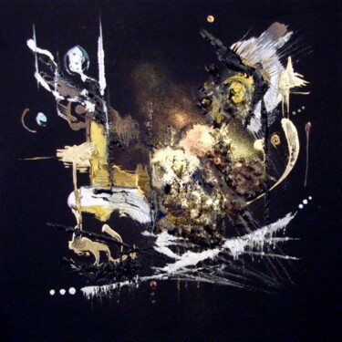 Painting titled "Les lames dorées" by Muriel Cayet, Original Artwork