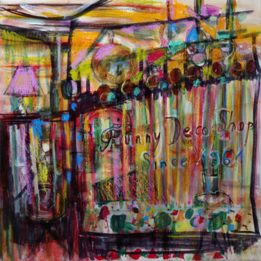 Painting titled "Funny Deco Shop" by Muriel Cayet, Original Artwork, Acrylic