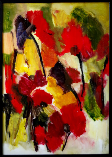 Painting titled "Fleurs-formules de…" by Muriel Cayet, Original Artwork, Acrylic
