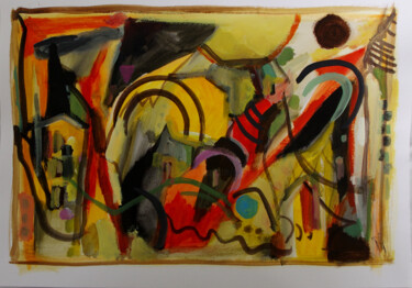 Peinture intitulée "L'esprit du destin" par Muriel Cayet, Œuvre d'art originale, Gouache