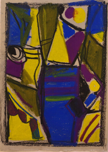 Malerei mit dem Titel "Idée de pensée" von Muriel Cayet, Original-Kunstwerk, Pastell