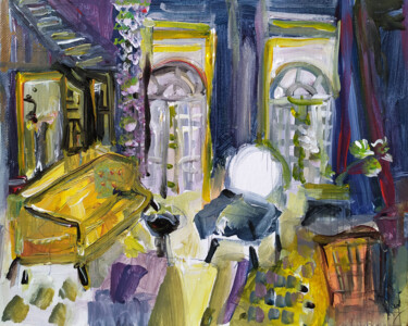 Painting titled "Chez Colette" by Muriel Cayet, Original Artwork, Acrylic Mounted on Cardboard