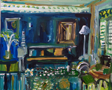 Painting titled "Chez l'herboriste" by Muriel Cayet, Original Artwork, Acrylic Mounted on Cardboard