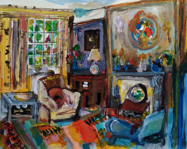 Painting titled "Vanessa B at home" by Muriel Cayet, Original Artwork, Acrylic Mounted on Cardboard