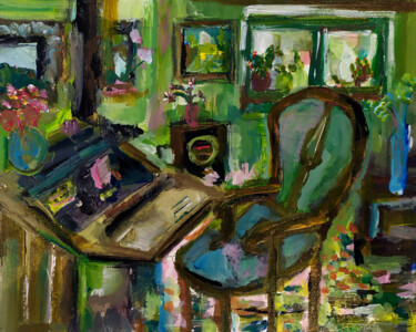 Painting titled "Writing case" by Muriel Cayet, Original Artwork, Acrylic Mounted on Cardboard