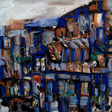 Painting titled "Ruelle détournée" by Muriel Cayet, Original Artwork, Acrylic Mounted on Wood Stretcher frame