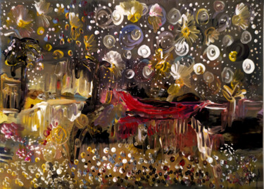 Peinture intitulée "Un nouvel an" par Muriel Cayet, Œuvre d'art originale, Acrylique Monté sur Autre panneau rigide