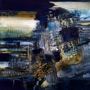 Painting titled "Rythmes atmosphériq…" by Muriel Cayet, Original Artwork, Acrylic Mounted on Wood Stretcher frame