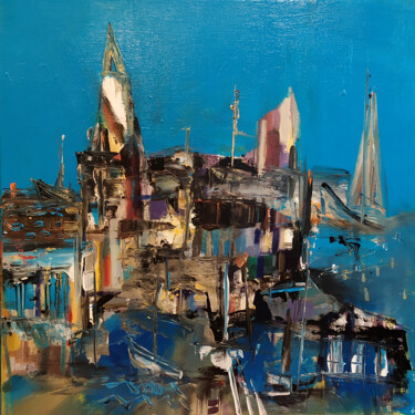 Pintura intitulada "Marinas composées" por Muriel Cayet, Obras de arte originais, Acrílico Montado em Armação em madeira