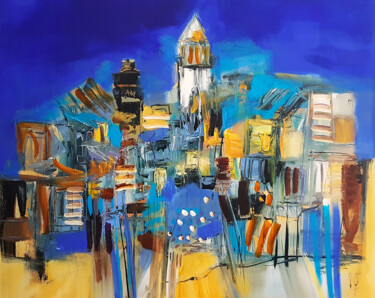 Painting titled "Citadella" by Muriel Cayet, Original Artwork, Acrylic Mounted on Wood Stretcher frame