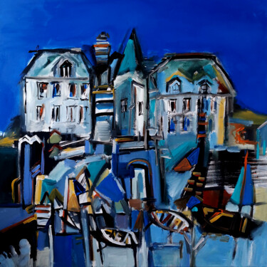 Painting titled "Villavoir" by Muriel Cayet, Original Artwork, Acrylic Mounted on Wood Stretcher frame