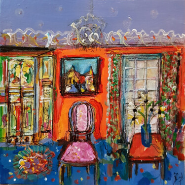 Painting titled "Bigarré en simplici…" by Muriel Cayet, Original Artwork, Acrylic Mounted on Cardboard