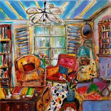 Painting titled "Intérieur à la libe…" by Muriel Cayet, Original Artwork, Acrylic Mounted on Wood Stretcher frame