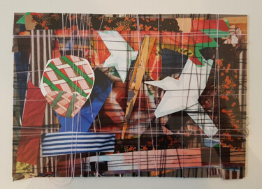 Collages titled "Over the years" by Muriel Cayet, Original Artwork, Patchwork Mounted on Cardboard