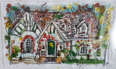 Painting titled "Maison de Pays -Col…" by Muriel Cayet, Original Artwork, Acrylic Mounted on Cardboard
