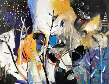 Peinture intitulée "Les fragments du si…" par Muriel Cayet, Œuvre d'art originale, Acrylique Monté sur Carton