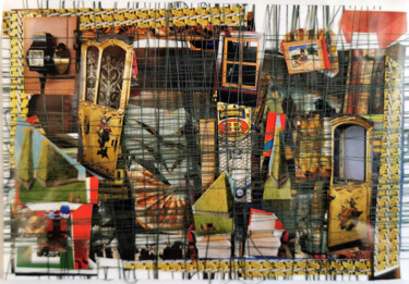 Painting titled "Lisboa" by Muriel Cayet, Original Artwork, Collages Mounted on Cardboard