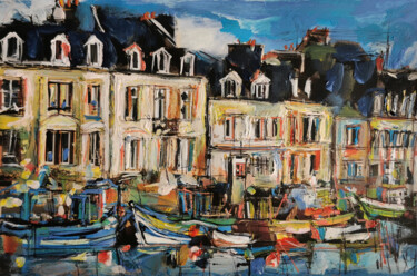 Painting titled "A quai - Collection…" by Muriel Cayet, Original Artwork, Acrylic