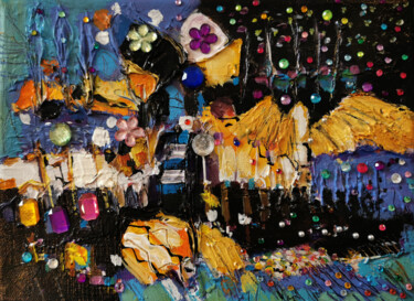 Pintura titulada "Un tapis de fleurs" por Muriel Cayet, Obra de arte original, Acrílico Montado en Bastidor de camilla de ma…