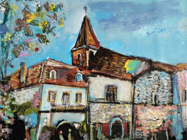 Painting titled "Place de lumière" by Muriel Cayet, Original Artwork, Acrylic Mounted on Cardboard