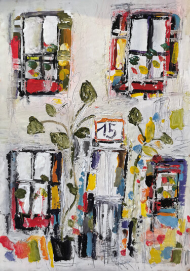 Painting titled "15 Rue Blanche" by Muriel Cayet, Original Artwork, Acrylic