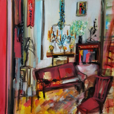 Pintura titulada "Le salon des instan…" por Muriel Cayet, Obra de arte original, Acrílico Montado en Bastidor de camilla de…
