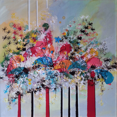Painting titled "Fiori della costell…" by Muriel Cayet, Original Artwork, Acrylic Mounted on Wood Stretcher frame
