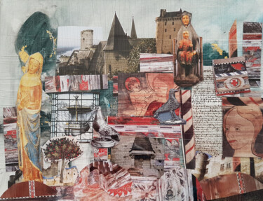 Painting titled "Des icônes" by Muriel Cayet, Original Artwork, Collages Mounted on Cardboard
