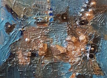 Malerei mit dem Titel "Falaises bleues" von Muriel Cayet, Original-Kunstwerk, Acryl Auf Keilrahmen aus Holz montiert