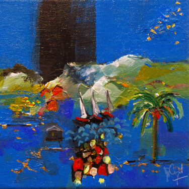 Peinture intitulée "Les sentiers bleus" par Muriel Cayet, Œuvre d'art originale, Acrylique Monté sur Châssis en bois