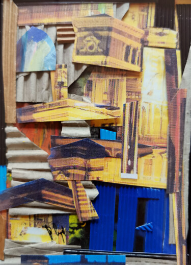 Collages intitulée "Balnéaire vernacula…" par Muriel Cayet, Œuvre d'art originale, Collages Monté sur Carton