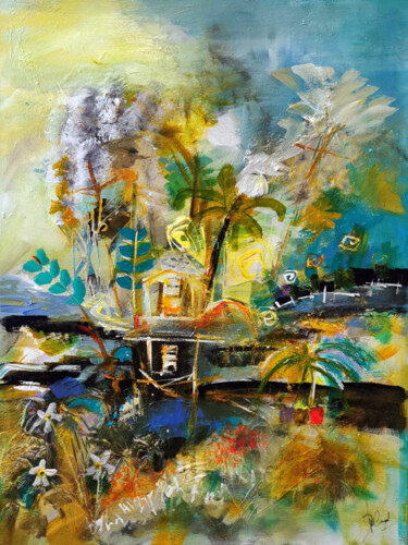 제목이 "Un pays sans tempête"인 미술작품 Muriel Cayet로, 원작, 아크릴 나무 들것 프레임에 장착됨