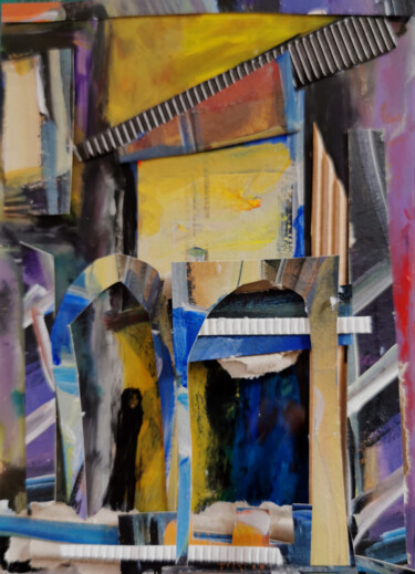 Collages titled "Les arches" by Muriel Cayet, Original Artwork, Collages Mounted on Cardboard