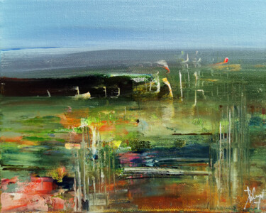 Painting titled "Paysage composé au…" by Muriel Cayet, Original Artwork, Acrylic Mounted on Wood Stretcher frame