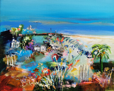 Painting titled "Poésie, horizons co…" by Muriel Cayet, Original Artwork, Acrylic Mounted on Wood Stretcher frame